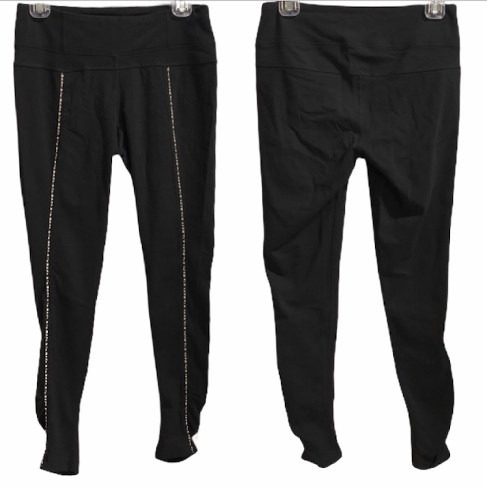 Lucy leggings Powermax athletic wear ruched stripe exercise leggings black white